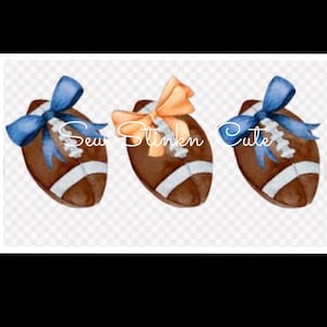 Football Coquette png, Blue and Orange Bow and Football PNG, Girly Coquette Bow, Football Design, Fall Football, Football and Bows png