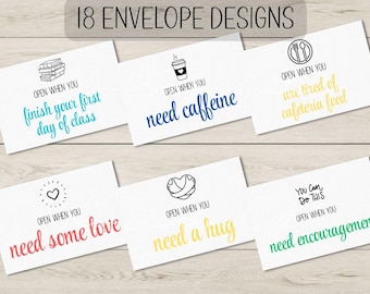 College Open Envelopes, College Letters, College Care Packages, College Open Labels, Going Away College Gifts, Gift for College Student