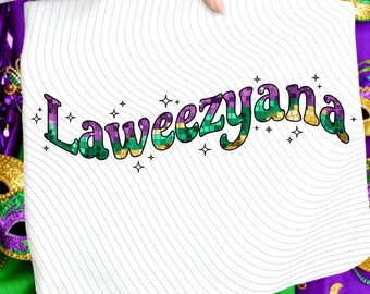 La Weezy Ana PNG, Louisiana Mardi Gras Shirt Design, Purple Carnival Disco Ball Art, Trendy Mardi Gras PNG Download