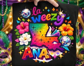 La Weezy Ana Mardi Gras Shirt Design, Purple Disco Ball Art (PNG Download)