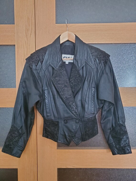 Veste femme cintr?�e en cuir v?�ritable - Taille XS - Gem