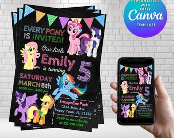 Editable Unicorn Pony Birthday Invitation Template (Digital Download)