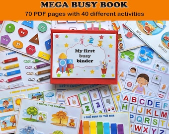 Carpeta de aprendizaje preescolar: Libro de actividades imprimible para niños pequeños (Descarga PDF, tamaño A4, 70 páginas)