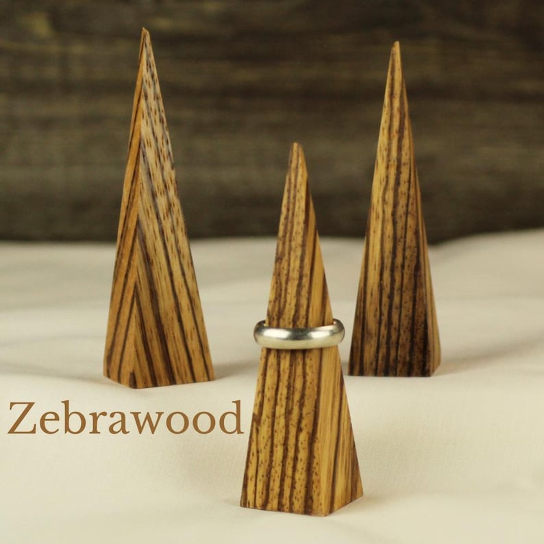 Handmade Wooden Ring Holder Wedding Ring Display Stand Geometric Triangle Design Natural Walnut Wood Modern Jewelry Storage Solution Minimalist Bedroom Organizer Clear Lacquer Finish Handcrafted Wedding Gift Premium Quality Construction