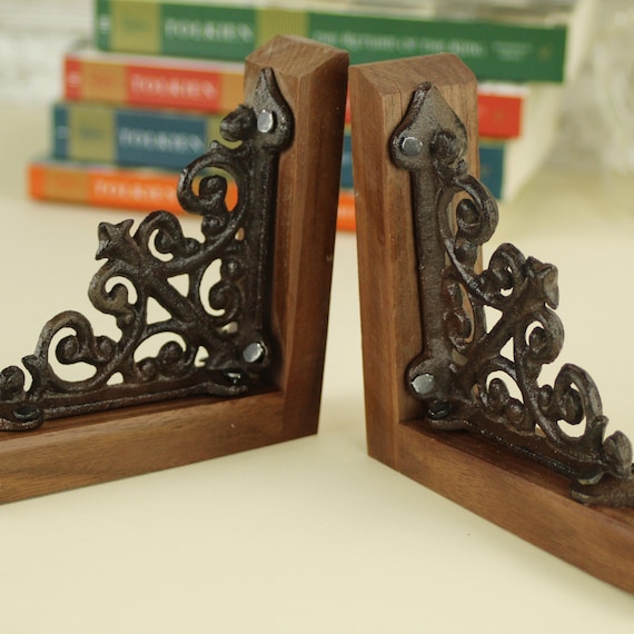 Rustic Library Decor Vintage Inspired Victorian Style Metal Bookend Desk Organization Home Accent Elegant Display Book Holder Office Set