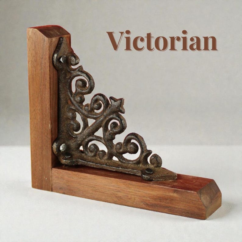 Rustic Library Decor Vintage Inspired Victorian Style Metal Bookend Desk Organization Home Accent Elegant Display Book Holder Office Set Victorian