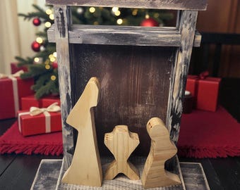 Kerststal Houten Boerderij Kerststal Decoratie Kerst Mantel Decor Rustieke kerstversiering Vakantie Cadeau Voor Pastor Cadeau Heilige Familie