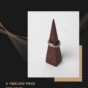 Minimalist Wedding Ring Display Triangle Stand Modern Ring Display Handcrafted Jewelry Holder Wedding Storage Solution Vanity Accessory Natural Finish Geometric Design Beautiful Handmade Piece Perfect Gift Item Modern Home Essential