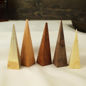 Handcrafted Wood Ring Holder Triangle Display Stand Modern Jewelry Storage Minimalist Vanity Organizer Wedding Ring Display Premium Quality Construction Natural Wood Finish Geometric Design Beautiful Handmade Piece Perfect Gift Solution