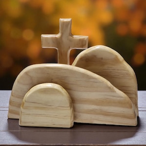Leere Grab Auferstehung Szene Hölzerne Ostern Anzeige Er ist auferstanden Christian Karwoche Herzstück Religiöse Ostern Tisch Dekor Pastor Geschenk