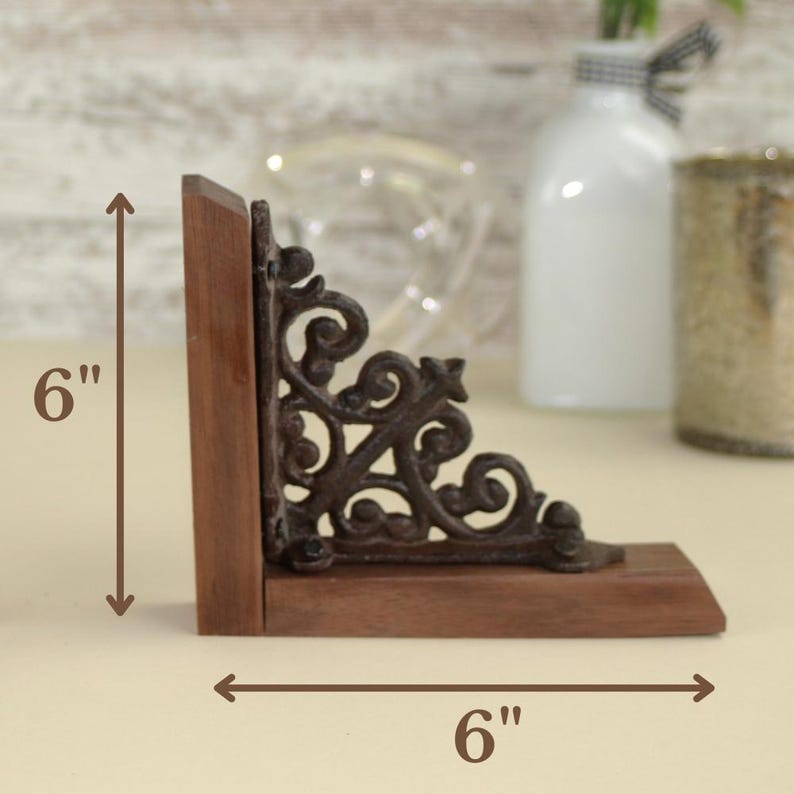 Rustic Library Decor Vintage Inspired Victorian Style Metal Bookend Desk Organization Home Accent Elegant Display Book Holder Office Set image 12