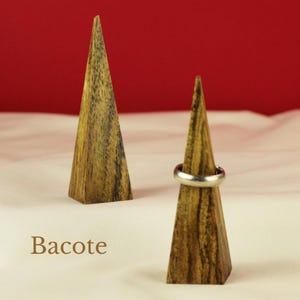Handmade Wooden Ring Holder Wedding Ring Display Stand Geometric Triangle Design Natural Walnut Wood Modern Jewelry Storage Solution Minimalist Bedroom Organizer Clear Lacquer Finish Handcrafted Wedding Gift Premium Quality Construction