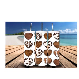 Cow Print Hearts, rustic heart, cow print, tumbler wrap, valentines day, candy heart, western, country, conversation heart, sublimation