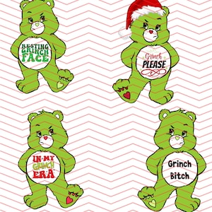 Swear Bär, Bundle, Bitch Please, Weihnachten, Bären, Png, digitale Datei, Download, ruhendes Bitch Gesicht, Bild, Sublimation, Sweat Bear grün