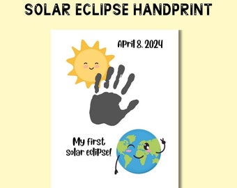 My first solar eclipse handprint activity, moon handprint, solar eclipse 2024, first total solar eclipse, april handprint art, sun handprint