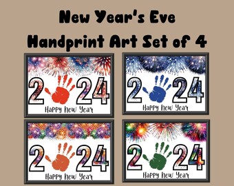New Year's Eve Handprint Craft, winter handprint art, kid crafts, toddler handprint art activity, preschool keepsake, new year handprint,diy