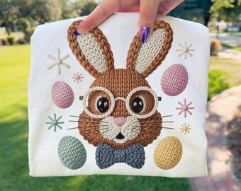 Faux yarn boy easter bunny png,bowtie bunny,faux yarn easter png,yarn easter eggs,easter designs png boys,bunny glasses bowtie,boy springful