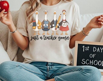 Just a teacher goose png,back to school goose,teacher appreciation goose,goose lover gift,silly goose png,trending goose,educator goose png