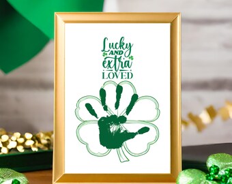 Printable st patricks day handprint craft,clover handprint art,shamrock handprint,lucky st patricks day project,spring handprint,March craft