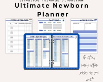 Newborn planner, newborn journal, printable baby book pages, new mom planner,baby tracker,first food tracker,newborn care log,daily baby log