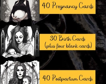 Victorian Affirmations Set, Gothic print, pregnancy affirmation cards, positive affirmation, baby shower gift, printable cards,expecting mom