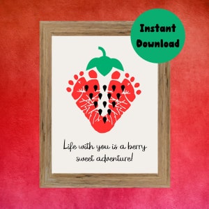 Berry Sweet Footprint Craft, Handprint Art, Valentines Day handprint, diy Valentine, toddler memory, baby keepsake,custom valentine art,gift