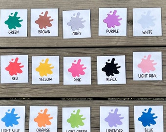 15 paint splash color flashcards and sorting activity, montessori colors, teaching colors, my first flashcards, color matching, busy book