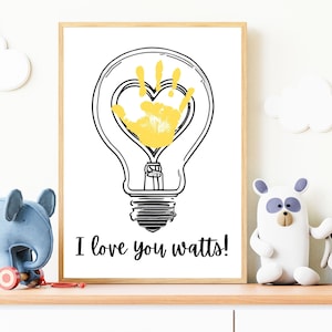 Valentine Handprint Art, I love you watts,happy valentines day,diy toddler craft,preschool activity,custom valentine keepsake,valentine gift