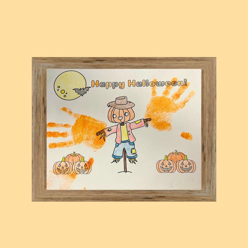 Halloween Scarecrow Handprint Coloring Page,spooky Season Scarecrow ...