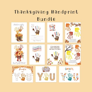 Thanksgiving handprint bundle,fall handprint,turkey handprint,thankful for you,fall poem handprint,thankful keepsake gift,bouquet handprint