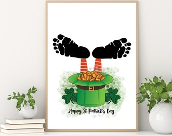 Kobold Fußabdruck Kunstprojekt, St. Patricks Day Fußabdruck, St. Pattys Day Craft, Topf oder Gold Fußabdruck, März Kunstprojekt, Prek Aktivität