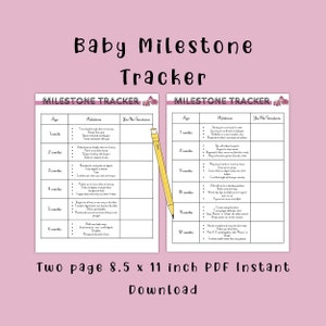 Roze babymijlpaaltracker, babymijlpaalontwikkeling, babyontwikkeling per maand, mijlpaalchecklist, babymijlpaalchecklist, lijst met pasgeborenen