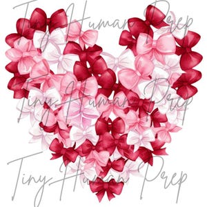 Coquette Valentine Heart PNG,Valentine png,Valentine Bow Png,girl watercolor Bow,Coquette Valentine&#39;s Day png,Heart png,Sublimation Transfer