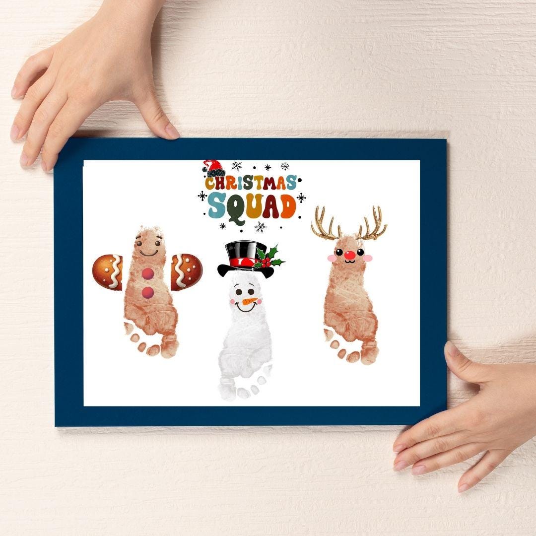 Gingerbread Footprint Retro Christmas Squad Footprint,snowman Footprint,reindeer Footprint ...