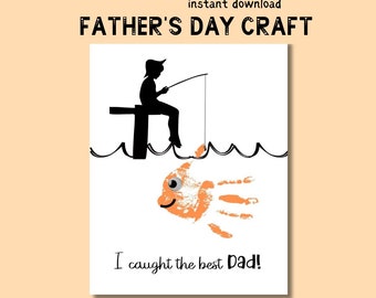 Fathers day handprint fish,I caught the best dad,gift for fishing dad,handprint keepsake for dad birthday,fathers day printable,fisherman