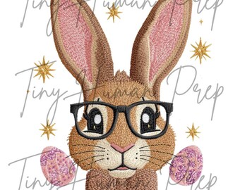 Bunny glasses bowtie boys easter png,boys spring png,bowtie bunny png,easter designs png boys,embroidered bunny,faux yarn easter,soft spring