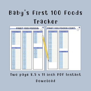 Eerste 100 voedingsmiddelen tracker, babyvoeding checklist, 100 voedingsmiddelen vóór 1, babyvoeding dagboek, blw checklist, vaste stoffen checklist, eerste voedsel tracker, blw