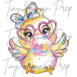 Coquette easter chick png,soprando chiclete,coquette chicken png,easter bubblegum png,feriado de abril png,preppy easter png,primavera chicken png
