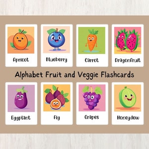 Cartes-éclair de l'alphabet sur les fruits et les légumes,cartes-éclair de fruits,cartes-éclair de légumes,cartes-éclair abc,26 cartes-alphabet de 26 cartes,imprimable,enfant à la maison,préparatoire