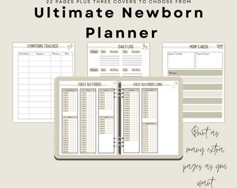 Neutral colored planner,gender neutral newborn planner,busy planner,newborn journal,new baby checklist,newborn eating,new mom planner