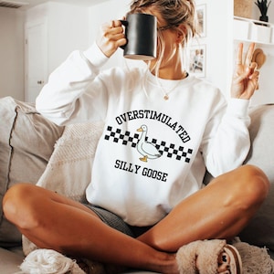 Überreizte doofe Gans png,dumme Gans-Angst,Karo-Gans,menty b, emotionale png, Angst Hoodie, sarkastisches gen z Shirt, antisozial