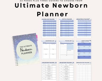 Blue Newborn planner,newborn journal,printable baby book,new mom planner,baby tracker,first food tracker,newborn care log,daily baby log