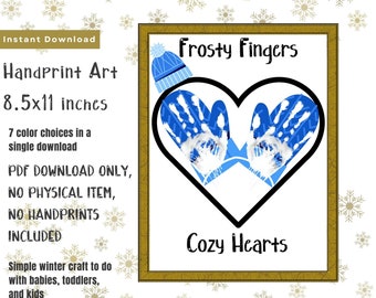 Christmas handprint art,Winter mittens toddler activity,holiday gift for grandparents, diy kid craft kit, printable card, baby keepsake,xmas