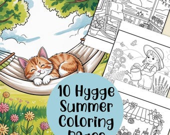 Hygge Sommer Malseiten, Hygge Sommer, ästhetische Färbung, gemütliche Momente Färbung, mädchenhafte Färbung, Hygge Färbung, Hygge Ort, gemütliche Färbung