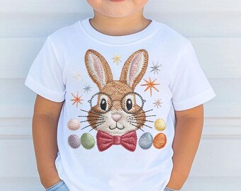 Boy easter bunny shirt design,bowtie bunny png,easter designs png boys,bunny glasses bowtie,boy bunny glasses,embroidered bunny png,boy png