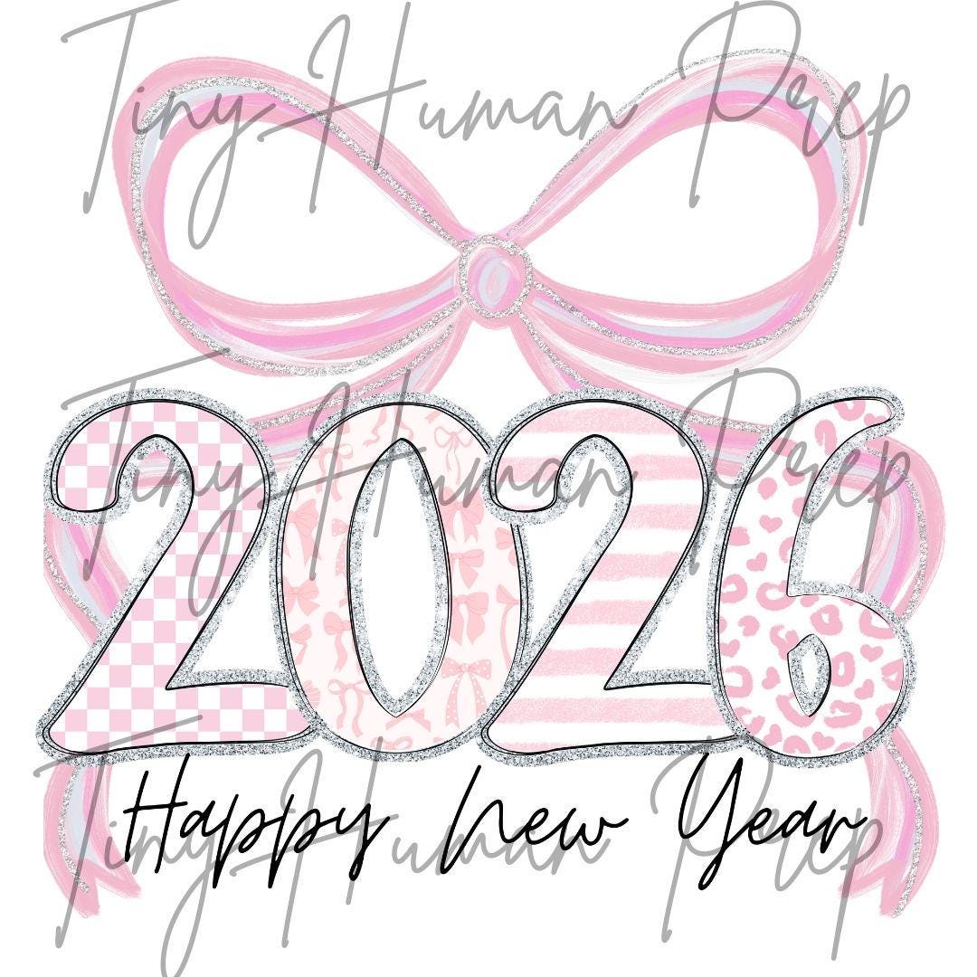 Preppy 2026 Happy New Year PNG Bundle,coquette New Years,leopard