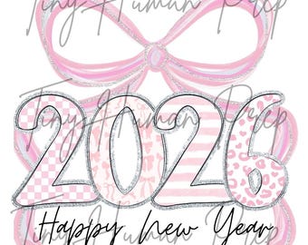 Preppy 2026 Happy New Year PNG bundle,coquette new years,leopard new years sweatshirt,grandmillenial aesthetics,2026 new years png,2026 png