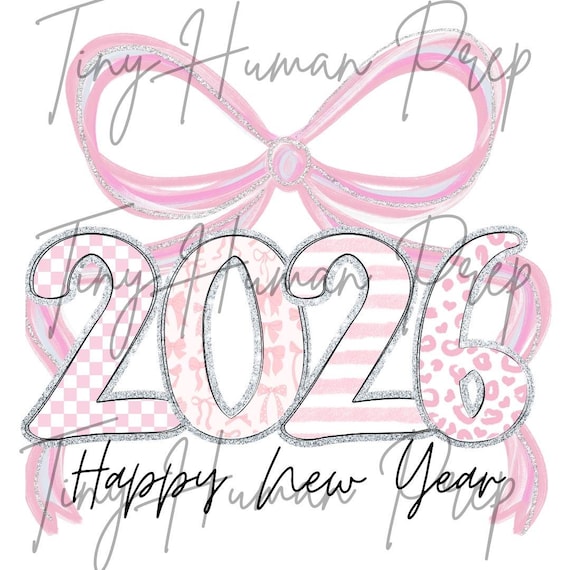 Preppy 2026 Happy New Year PNG Bundle,coquette New Years,leopard