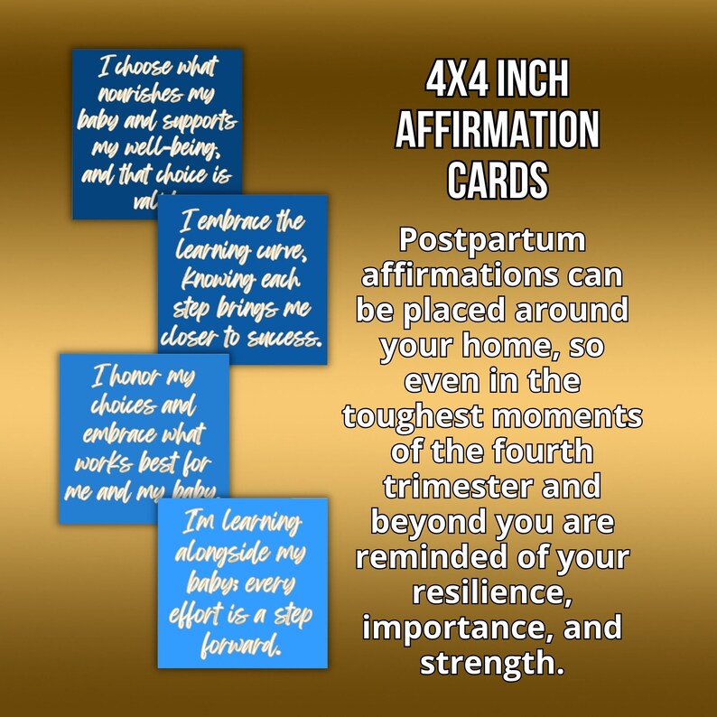 Blue Postpartum Affirmations for new moms, motherhood affirmation cards, mum gift postpartum, expecting mom gift, positive postpartum quotes image 3