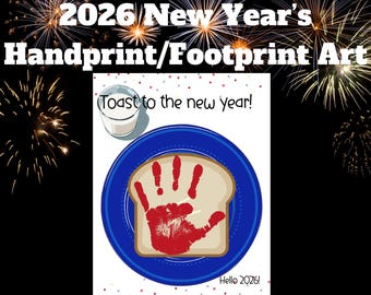 2026 toast to the new year handprint,new years handprint, new years footprint,new years toast,toast footprint art,2026 new years,toast 2026